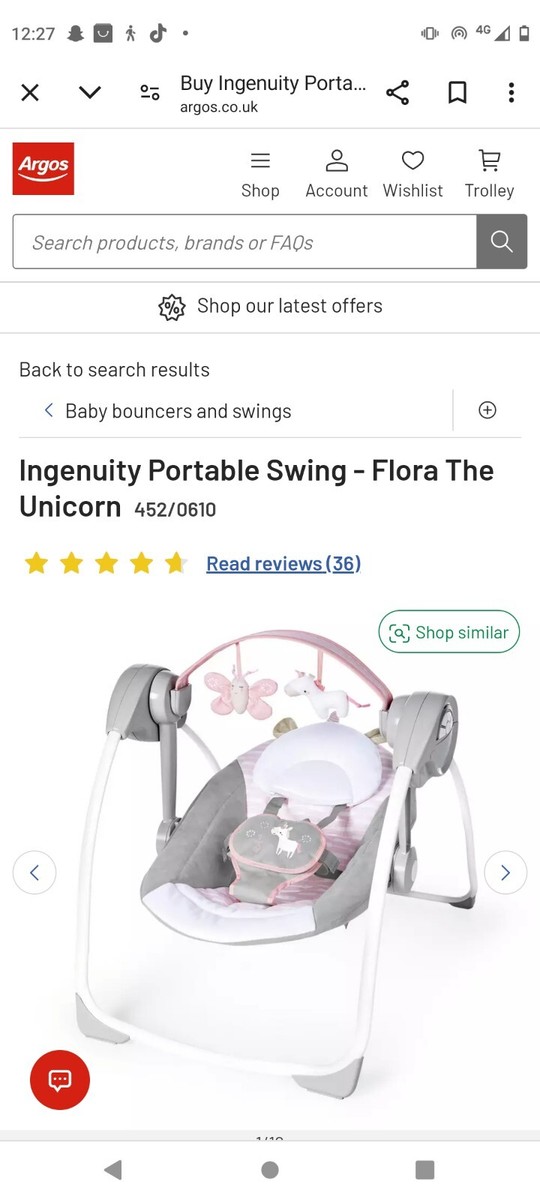 Unicorn Argos Ingenuity Swing Ingenuity Portable Swing Flora The