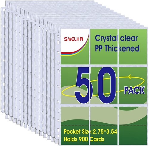 50 Pack,9 Pocket Page Protector, Trading Card Sleeve, Baseball Card Sheets or Sk