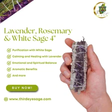 Premium Lavender, Rosemary & White Sage Smudge Sticks for Cleansing and Positive