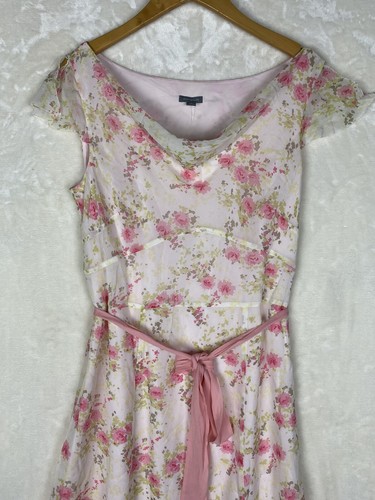 Ann Taylor Dress Womens 10 A-Line 100% Silk Midi Cowl Neck Empire Work Office - 第 2/16 張圖片