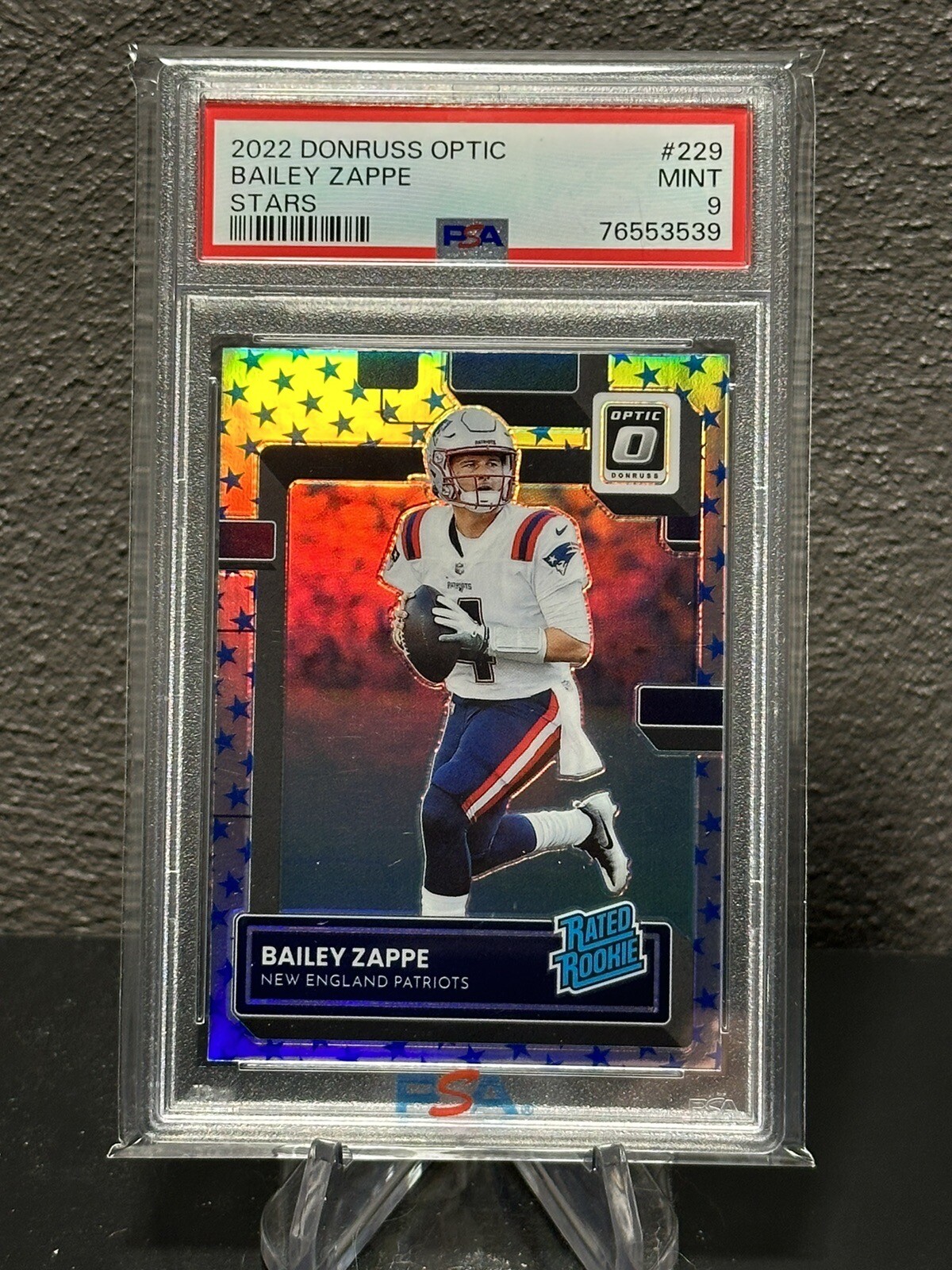 Bailey Zappe 2022 Donruss Optic Blue Stars RR#229 PSA 9 NFL FOOTBALL PATRIOTS RC