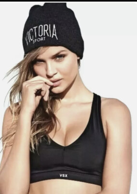 Victoria Secret Beanie Hat Sport Black White One Size  display picture 1