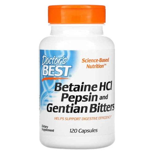 Doctor's Best, Betaine HCL Pepsin & Gentian Bitters, 120 Capsules
