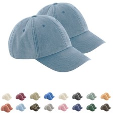 2 Pack Baseball Cap Vintage Brushed Washed Cotton Precurved Peak Low Profile Hat