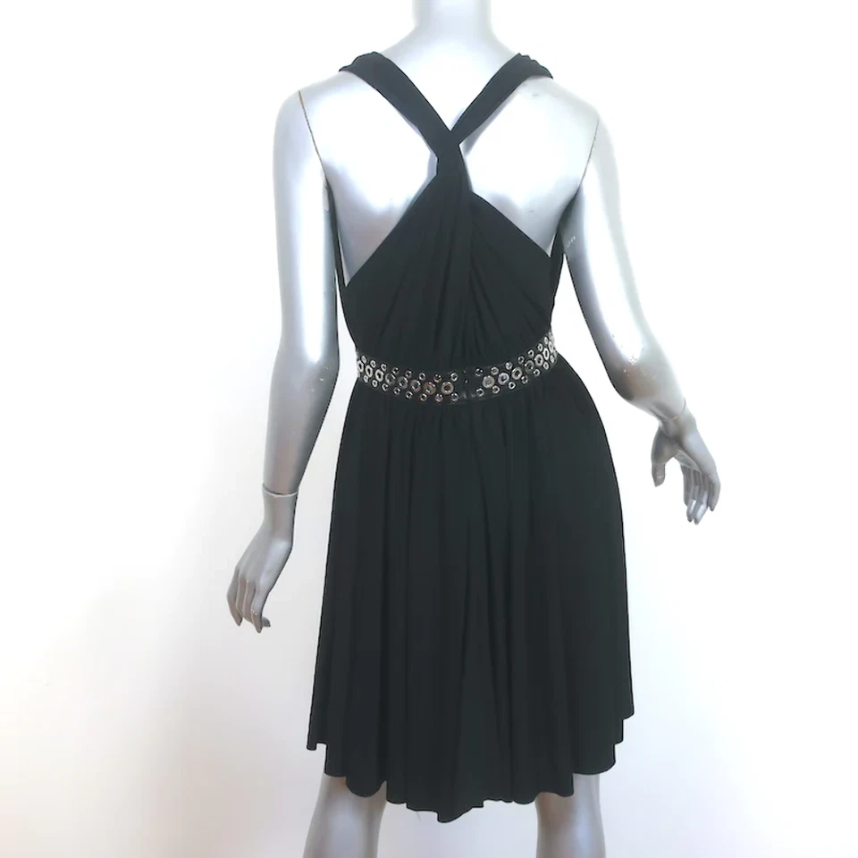 Mini Vestido Alexander Wang Negro Jersey Talla 4 Adornado con Ojal Torcido Espalda Foto 4 de 4