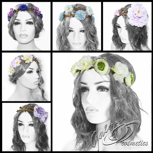Flower Headband Head Garland Hair Band Crown Elastic Wreath Festival Boho Hippy - 第 1/11 張圖片