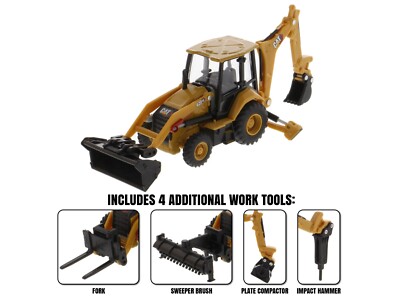 CAT CATERPILLAR 420 XE BACKHOE LOADER W/WORK TOOLS 1/64 BY DIECAST