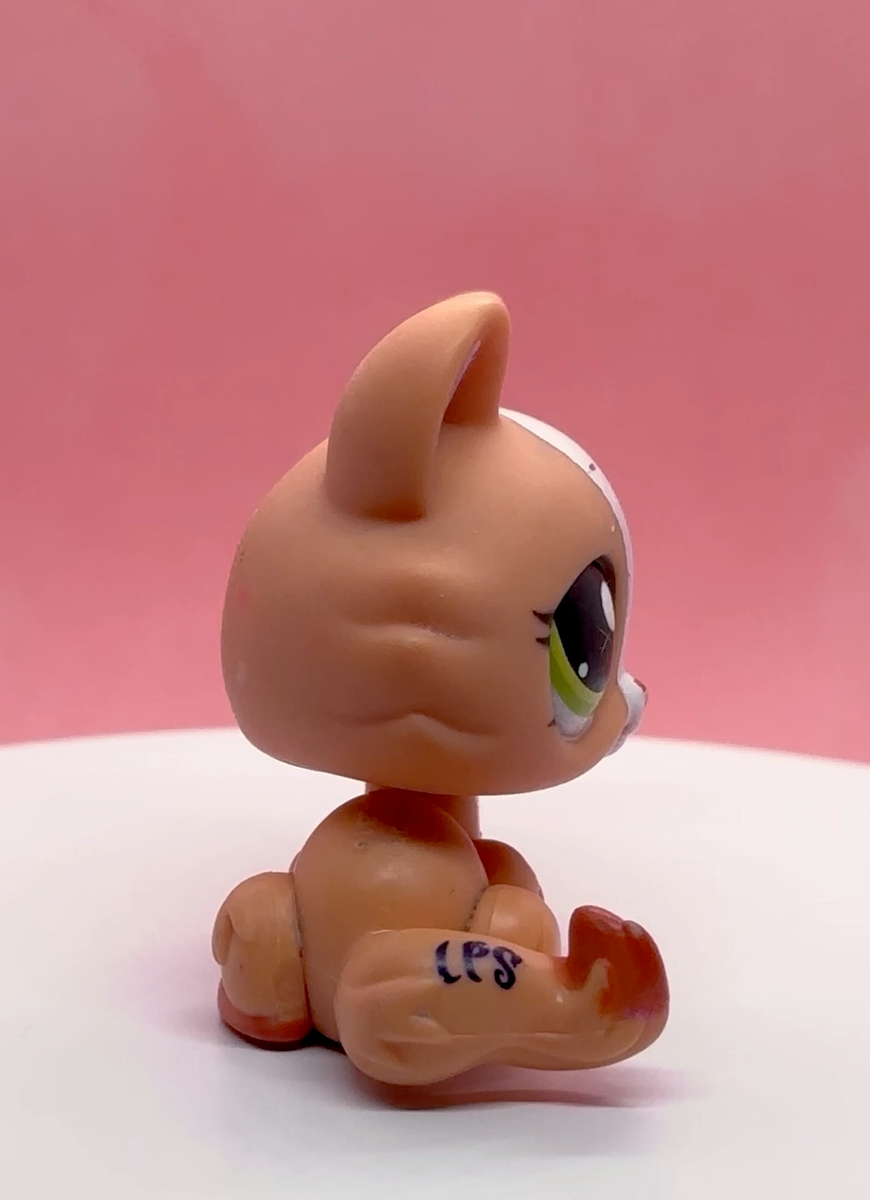 LPS Hasbro Orange White Crouching Cat #1868 - Authentic Littlest