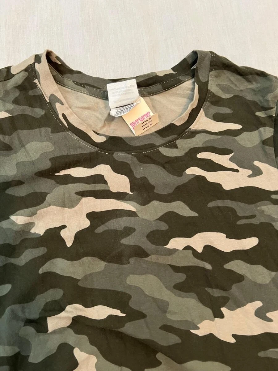 UNDERCOVER Abito tshirt ROSA VS XS verde mimetico cotone elasticizzato girocollo increspato lati NUOVO