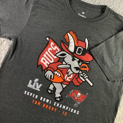 Tom Brady Tampa Bay Buccaneers Shirt Mens Large Gray GOAT Super Bowl LIV Champs