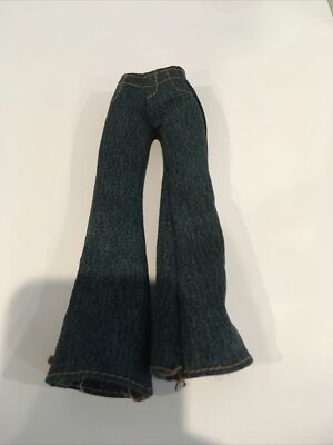 Bratz Doll Strut It Meygan Denim Jeans Brown Cross X’s Bell Bottoms
