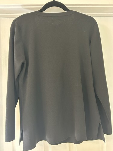 Chico's Size 3 Beaded Sequin Neck Sweater Top Womens Black V Neck Long Sleeve EC - 第 4/5 張圖片