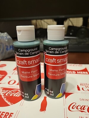 Lot of Two  4oz CraftSmart Acrylic Matte Paint. Campground Green 