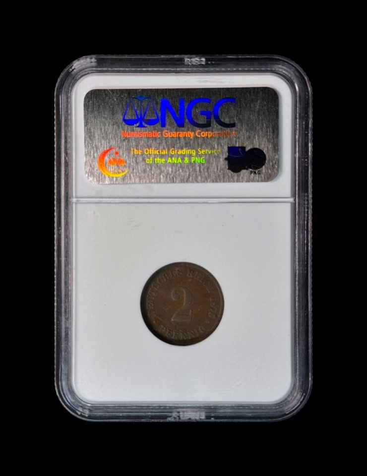 GERMANY. 1875, 2 Pfennig, H - NGC AU55 - Empire, Darmstadt, Reichsadler Eagle - Image 4 of 4