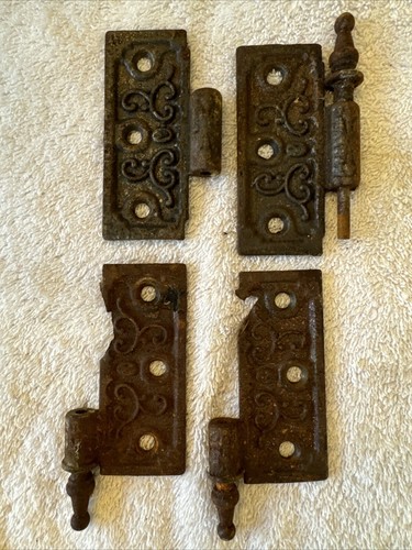 Antique Clark Manufacturing Co. Victorian Steeple Tip Door Hinges 3.5 X 3.5”