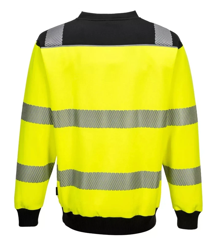 PORTWEST Yellow Hi Vis Crew Neck Sweatshirt Reflective Safety PW379 - Image 2 of 3