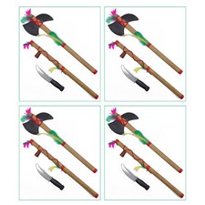 4x INDIANER SET / Tomahawk Friedenspfeife Messer Karneval Kinder Kostüm Party