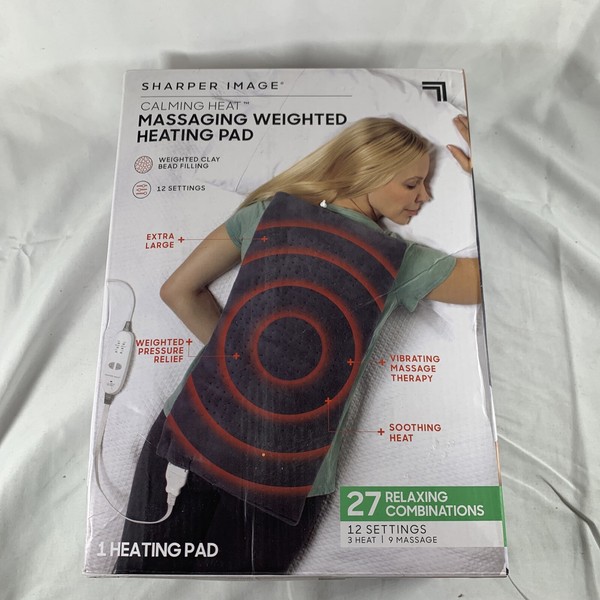 Sharper Image Massaging Weighted Heating Pad 27 Combo Settings Blanket