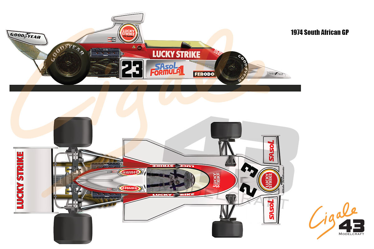 NEW Decals McLaren M23 1974 F1 1/43rd scale for Tameo Kits by