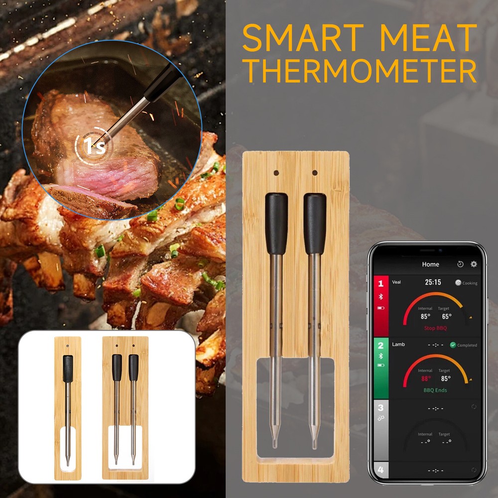 Smart Bluetooth Meat Thermometer with 165ft Wireless Range – Fast Shipping