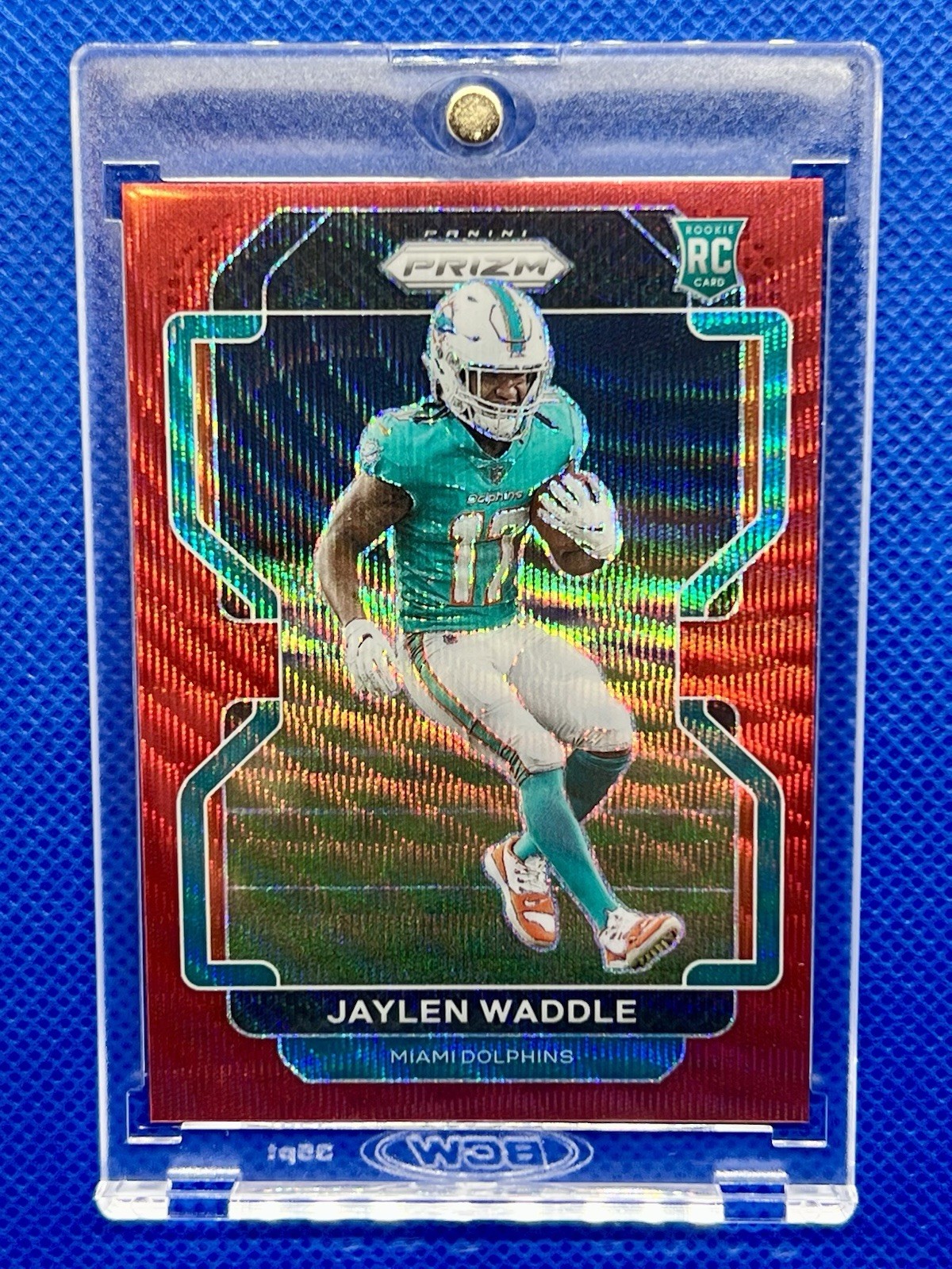 2021 Panini Prizm Jaylen Waddle Red Wave Prizm RC /149 #338 Miami Dolphins