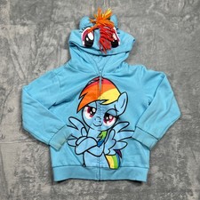 My Little Pony Rainbow Dash Hoodie Girls Zip Up Wings Rainbow Mane Size 5
