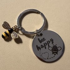 CUTE Bee Happy Keychain Pendant Bag Car Keychain Pendant Teacher Christmas Gift