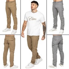 Enzo Mens Straight Leg Work Trousers Casual Stretch Utility Stretch Pants