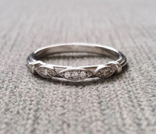 Vintage Style 0.10 Ct Round CutCZ Wedding Engagement Band in 925 Sterling Silver