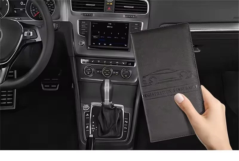 Porte-Documents Auto Cuir Homme Permis Assurance Carte Grise Rangement Voiture - Photo 3/4