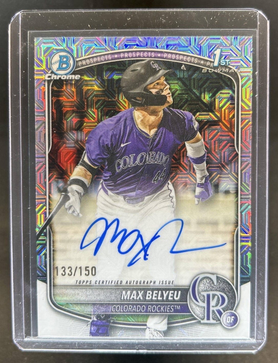 2025 Bowman Draft Max Belyeu Chrome Auto HTA Choice Refractor 1st #/150 Rockies