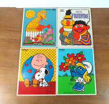 Vtg Playskool Wooden Puzzles Sesame Street Big Bird Bert Ernie Snoopy Charlie...
