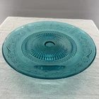 Depression Glass Blue Cake Pedestal Plate  11.25” Baby Blue