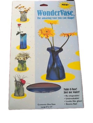 2X Vtg Wonder Vase, Reusable Flower Vase Shape & Reshape, Crystal Blue 8x13 Lrg