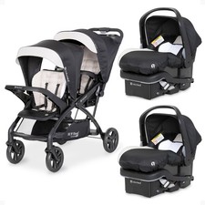 Baby Trend Sit N' Stand Double Stroller  2 EZ Lift Plus Infant Car Seats, Khaki
