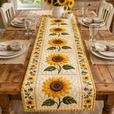 Quilted Sunflower Table Runner, Bee Farmhouse...