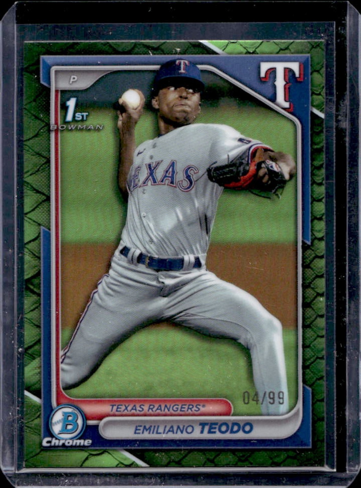2024 Bowman Chrome Emiliano Teodo Reptilian Green Refractor 1st #4/99