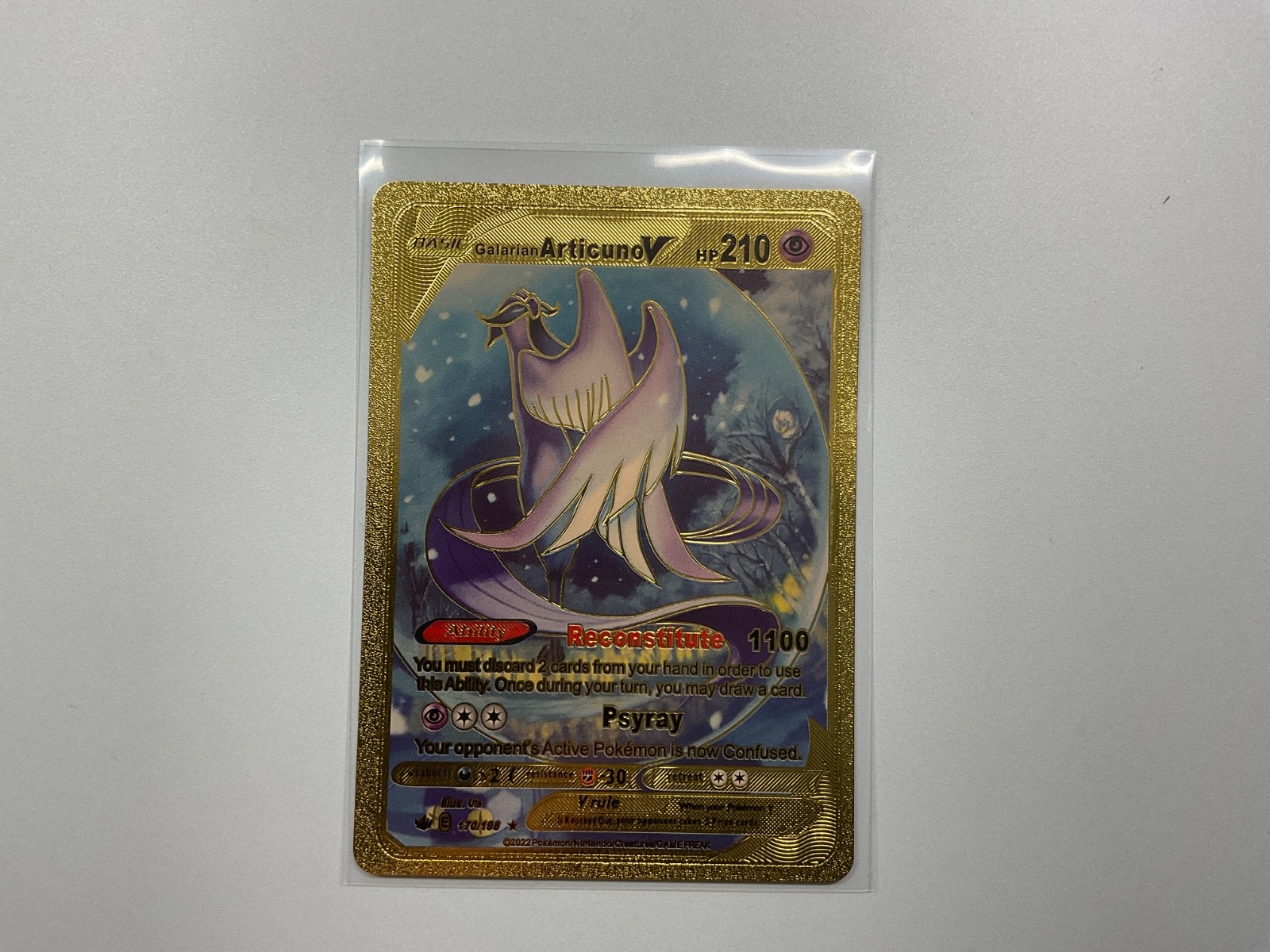 Pokémon Galarian Articuno V Gold Foil Holo Textured Fan Art Card