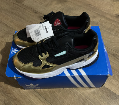Adidas Falcon 9s NEW ADIDAS FALCON W TRAINERS SHOES SIZE UK GOLD