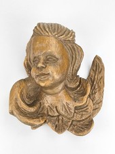 Antiker Puttenkopf Holz geschnitzt - Engel Wandfigur - Barock Stil - Handarbeit