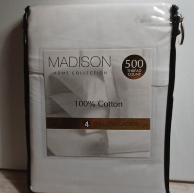 Madison Home Collection 500 Thread Count 100% Cotton Pillowcases 20x30 White 4