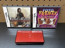 Nintendo DS Lite Red Black Parts Repair Only Console W/Stylus Pen & 2 Games READ