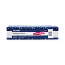 Highland Transparent Tape, 3/4 x 1000, 1 Core, Clear, 12/Pack