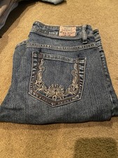 Paris Blues Original Jeans Denim 90 s Y2K Embroidery size 9 wide leg