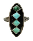 Vintage Navajo Sterling Silver Turquoise Shadow Box Ring Size 7.5