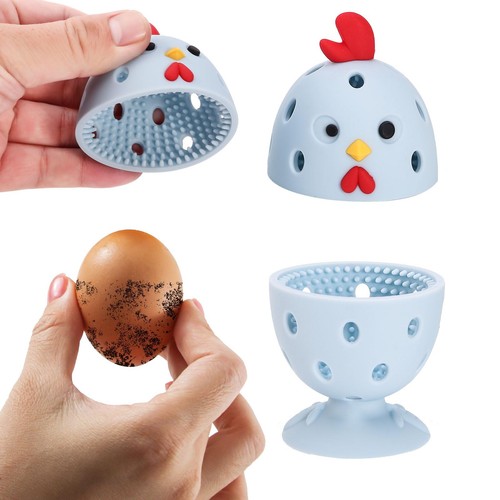 Egg Brush Cleaner 2PCS Silicone Egg Cleaner Scrubber for Fresh Eggs Blue
