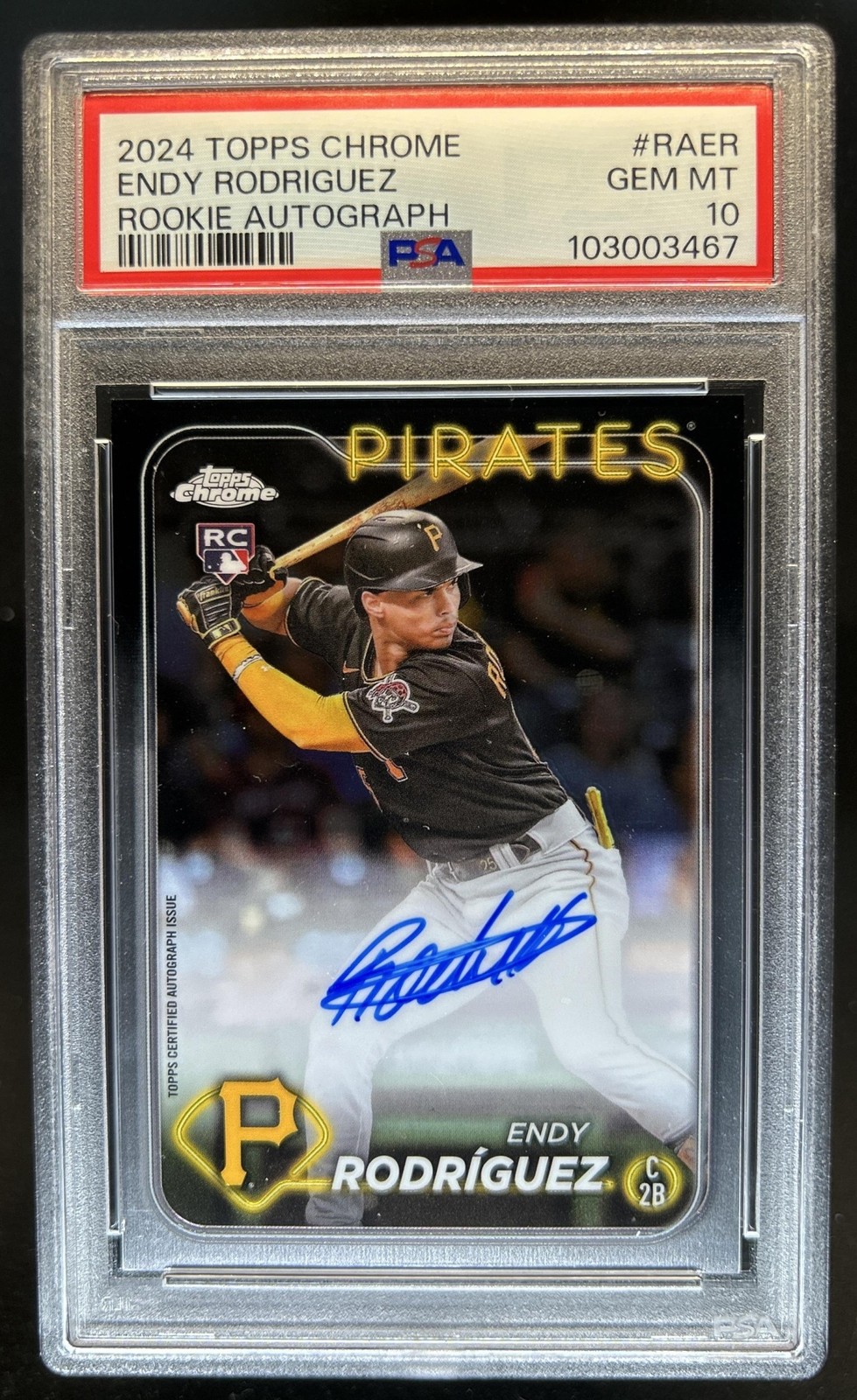 2024 Topps Chrome Endy Rodriguez Auto #RA-ER Pirates PSA 10 GEM MINT Rookie (B)