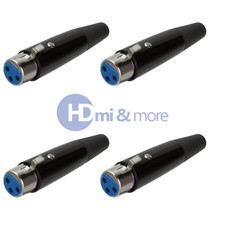 XLR 3P Connector Female Jack Microphone MIC Speaker 3 Pin Audio Metal - LOT of 4