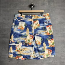 VTG Polo Ralph Lauren Swim Trunks Mens XL Shorts Hawaiian Graphic Print Surfer