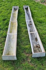 Two Vintage Galvanised Troughs. Very Long 9FT/2750MM. In Good Condition